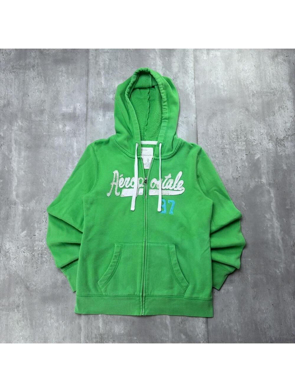 Y2K Green Aeropostale Grunge Skater Zip Up Hoodie